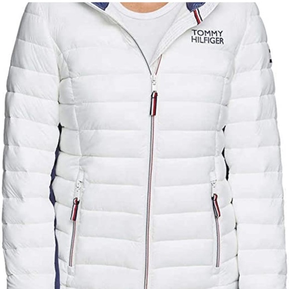 Tommy Hilfiger women puffer hooded jacket medium size - Picture 2 of 12
